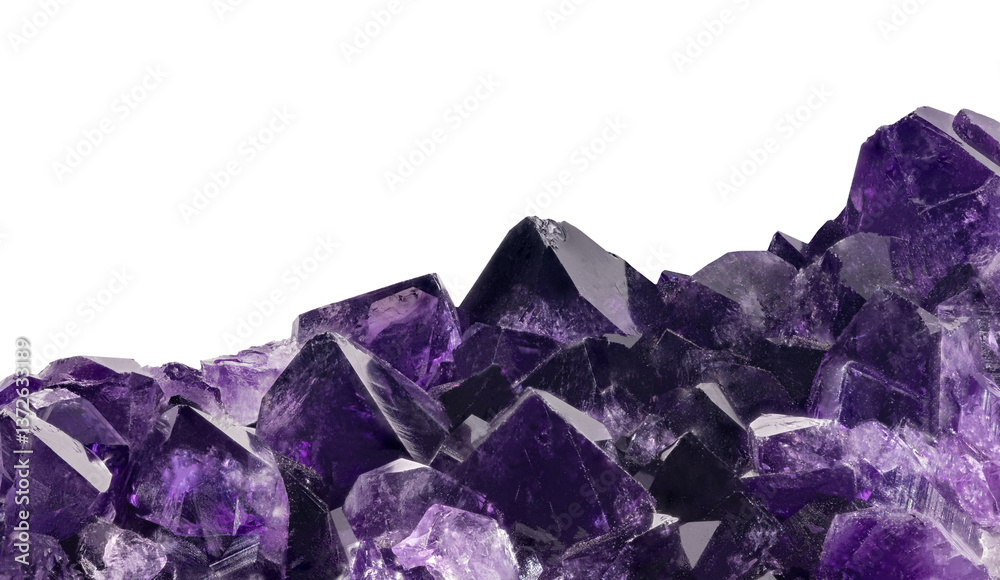 Obraz premium dark violet large crystals of amethyst on white background
