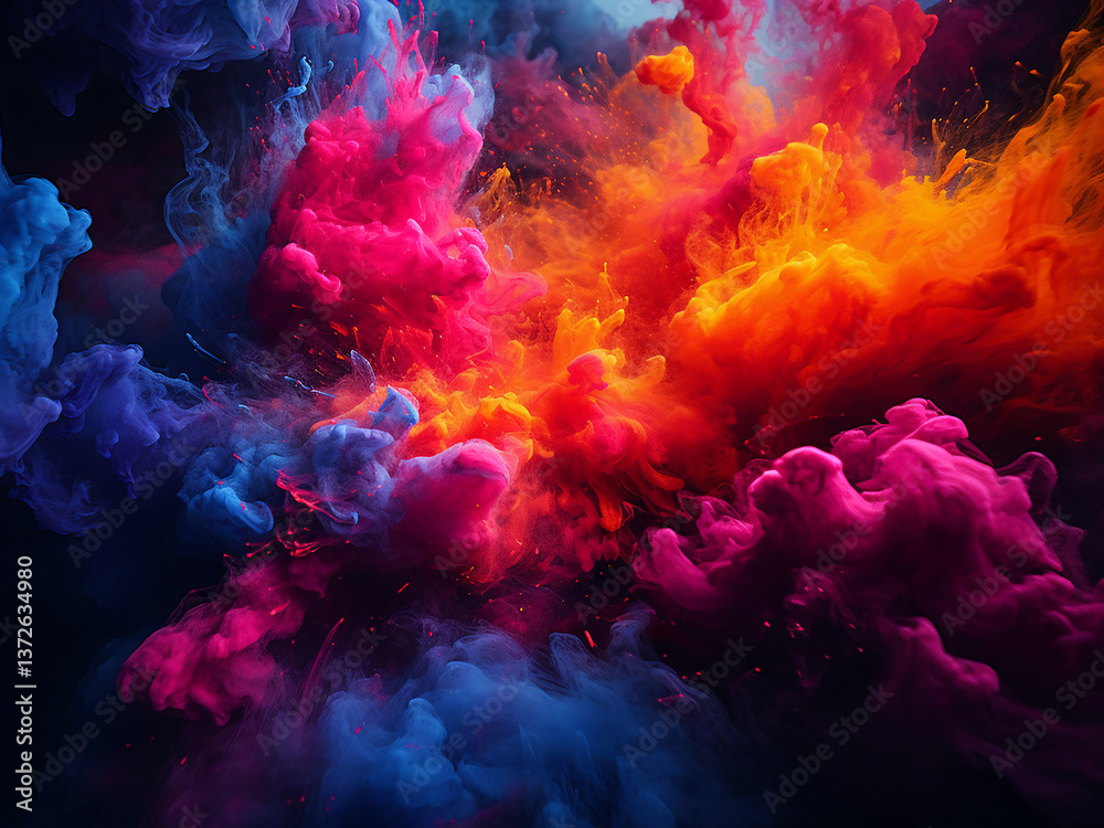 Fototapeta premium Direct pigments charging with color, meeting wet boundaries and creating controlled impact