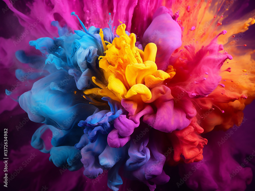 Obraz premium Color blooms expanding with pigments diffusing in gentle water, guiding natural beauty