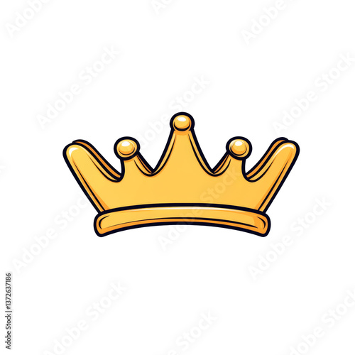 shiny gold crown with polished finish, symbolizing royalty and elegance, stands out against transparency background