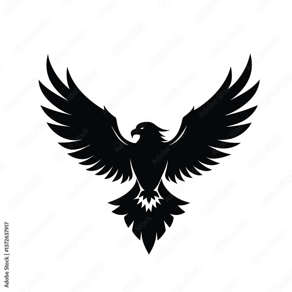 Obraz premium silhouette of an eagle soaring with wings spread.eps