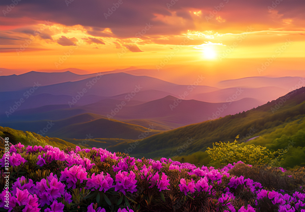 Fototapeta premium sunset in the mountains