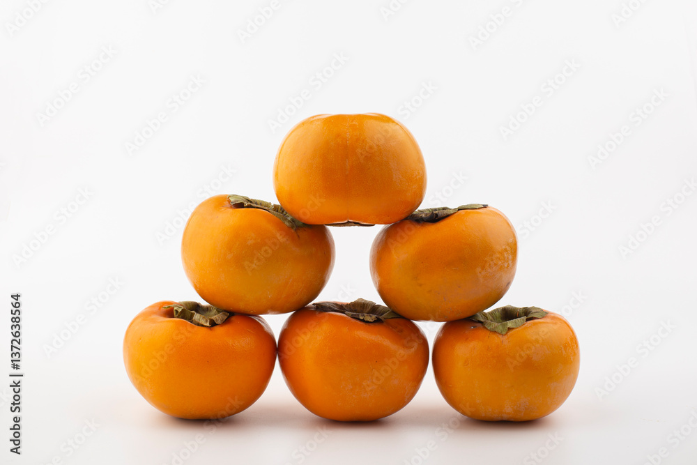 fresh ripe sweet persimmon fruit. fresh ripe sweet persimmon fruit.