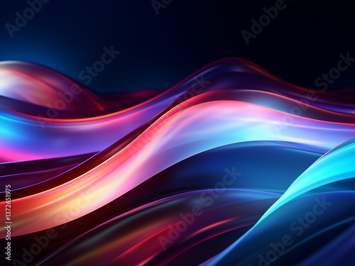 Geometric aurora with wavy ribbons of northern lights in vibrant colors