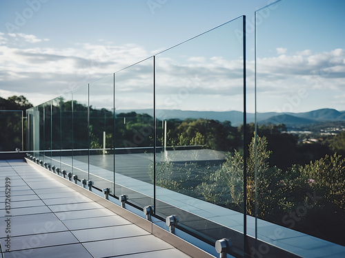 Wallpaper Mural Glass balustrade with clean panels providing secure view and wide safety opening Torontodigital.ca
