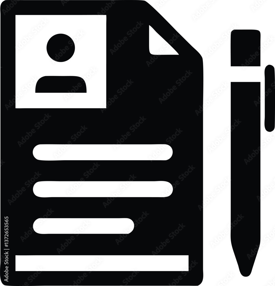 Resume Document Icon with Pen – Professional & Editable Design Resume Document Icon with Pen – Professional & Editable Design
