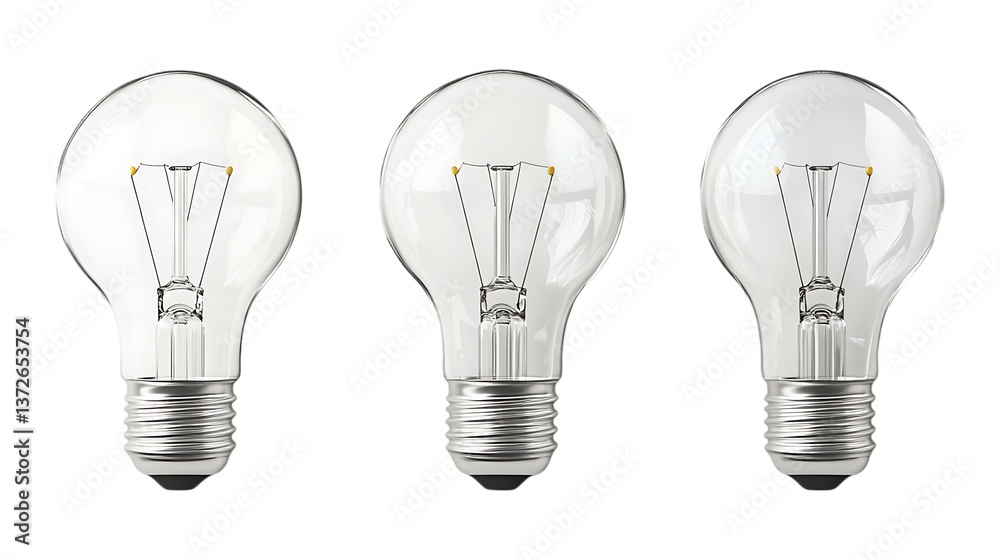 Lightbulb Set in Three Different Poses on Transparent Background for Innovation Concepts, Energy Illustrations, or Technology Branding Lightbulb Set in Three Different Poses on Transparent Background for Innovation Concepts, Energy Illustrations, or Technology Branding
