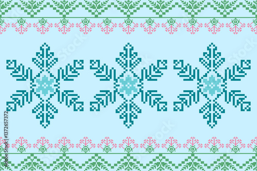 Obraz na płótnie Fabric pixel art pattern background.cotton pattern,oriental style modern flower pattern tiles,Saree,Patola,Dupatta,Clothing,fabric,batik,Knitwear,Embroidery,carpet,wrapping,clothing w salonie