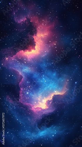 Captivating cosmic nebula with vibrant hues of blue pink orange and purple in a celestial galaxy space background perfect for astronomy enthusiasts
