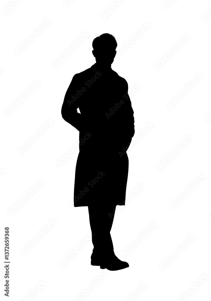 Obraz premium Silhouette of a doctor in a white coat - vector illustration