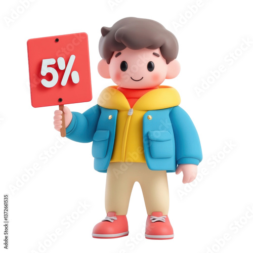 A character holding a signboard with 