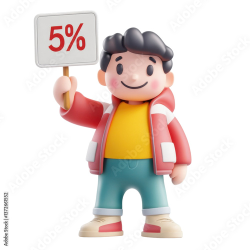 A character holding a signboard with 