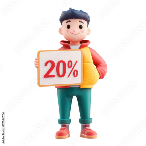A character holding a signboard with 