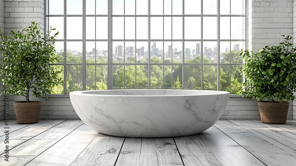 Obraz premium Modern Bathtub City View