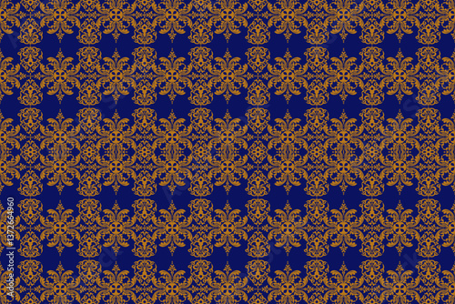 Oriental vector classic golden pattern on black background. Seamless abstract background. Design for elaborated borders, ceramic pottery, tiles, and clothing.