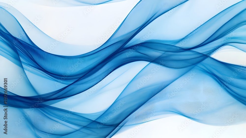 Obraz premium Gentle Light Blue Abstract Wave Pattern on Transparent Background for Digital Branding and Overlays