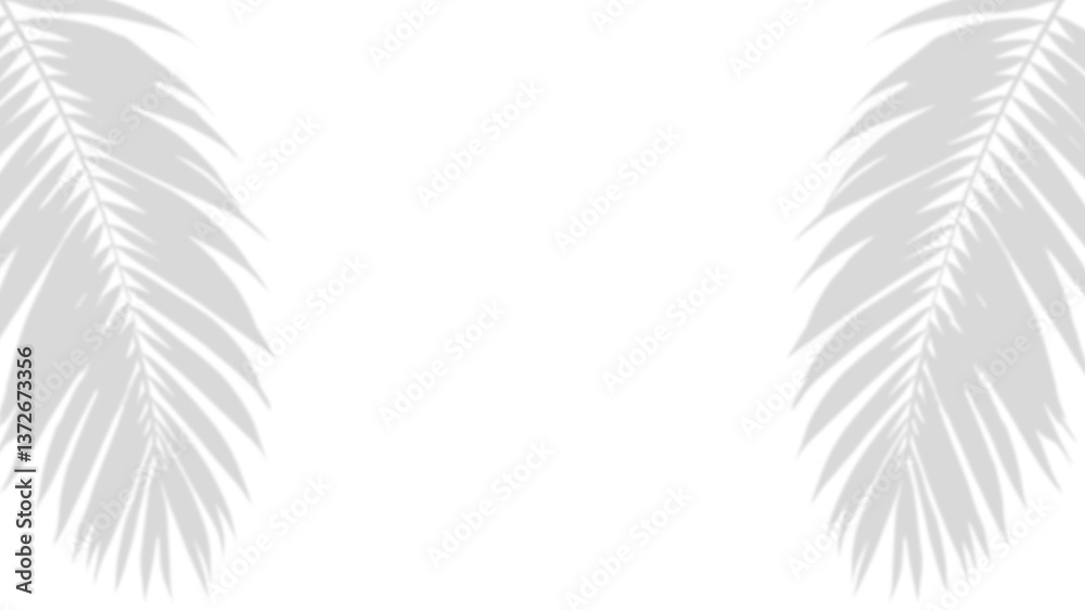 Fototapeta premium Tropical Leaf Shadow: A captivating composition, showcasing delicate shadows of palm leaves gracefully cast upon the surface. The interplay of light and shadow.
