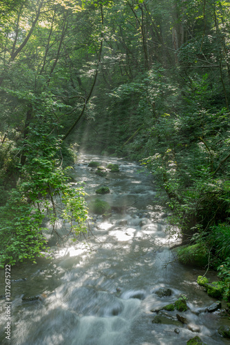 軽井沢の湯川と光芒
