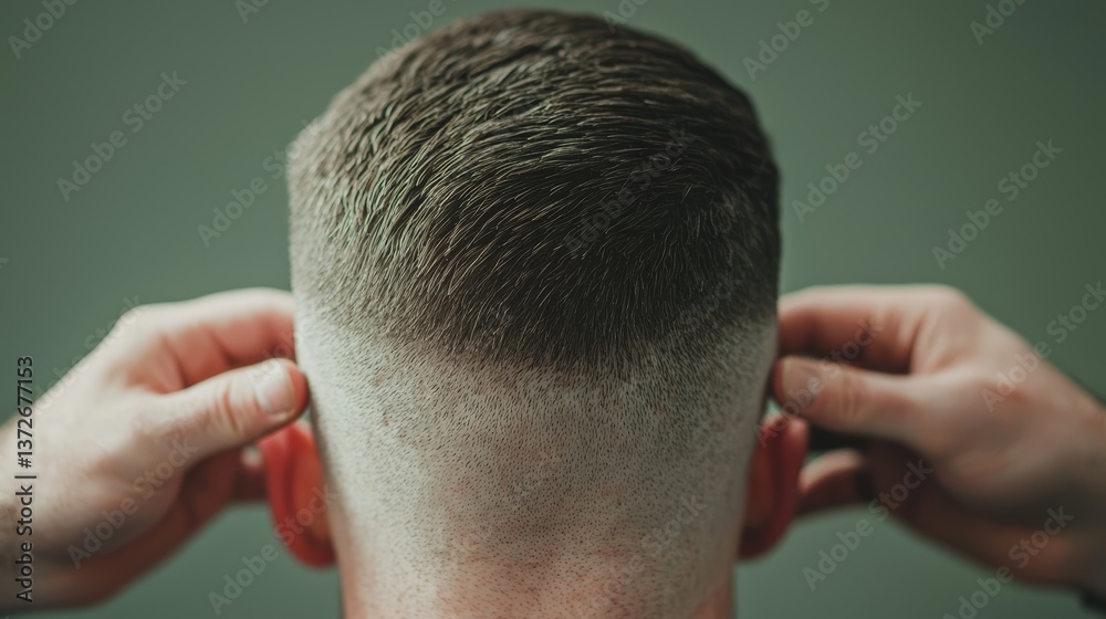 Obraz premium Haircut transformation barbershop photography indoor close-up grooming artistry