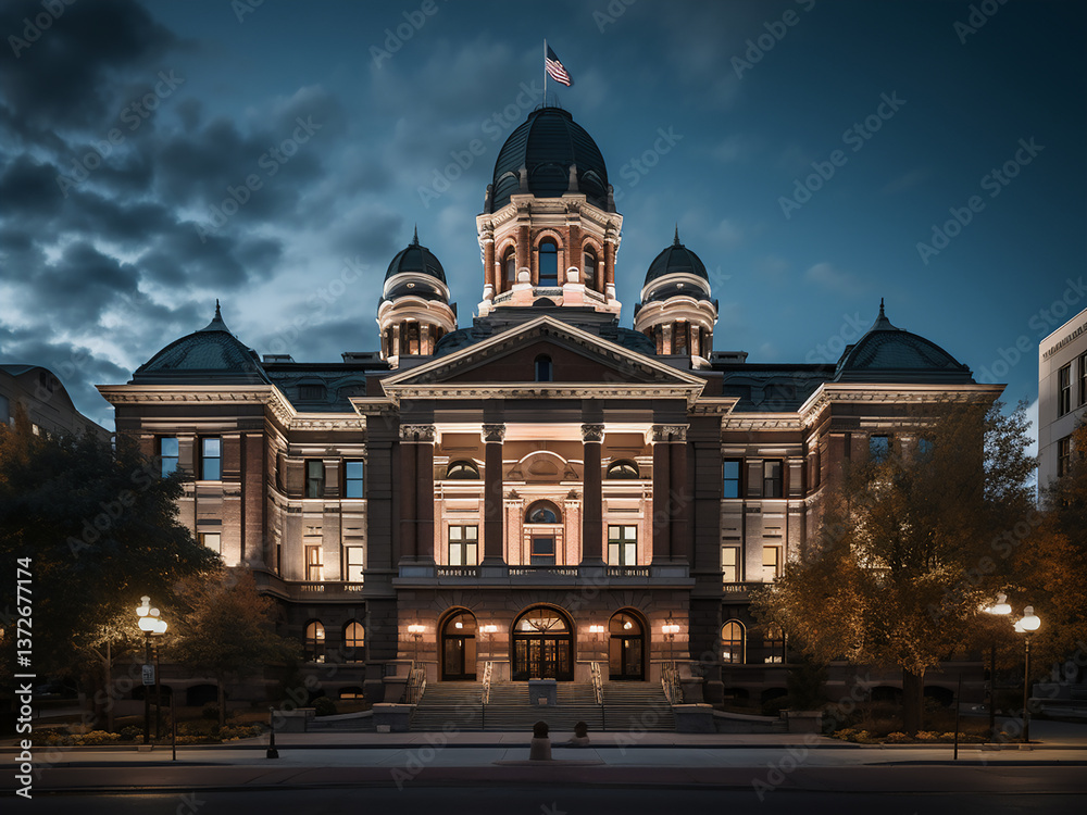 Fototapeta premium Historic courthouse with a grand presence serving justice and maintaining order