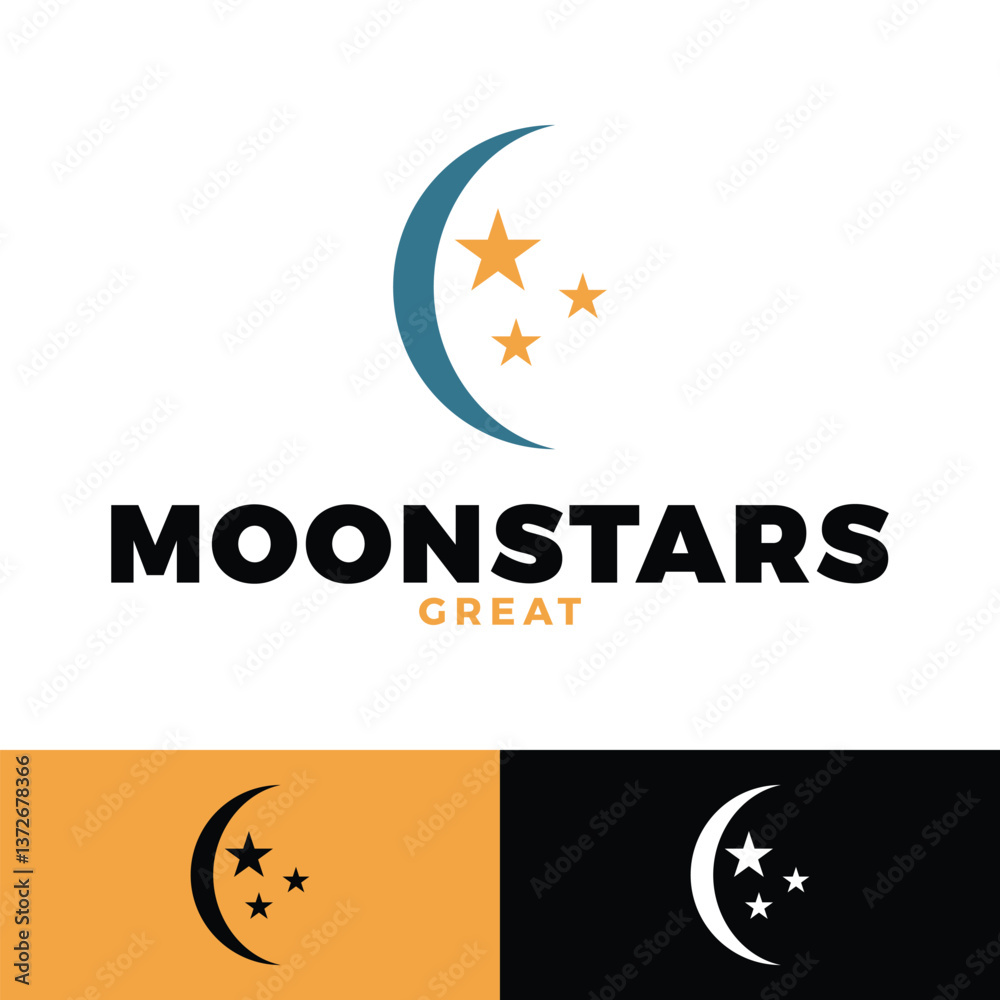 moon and stars icon logo design template