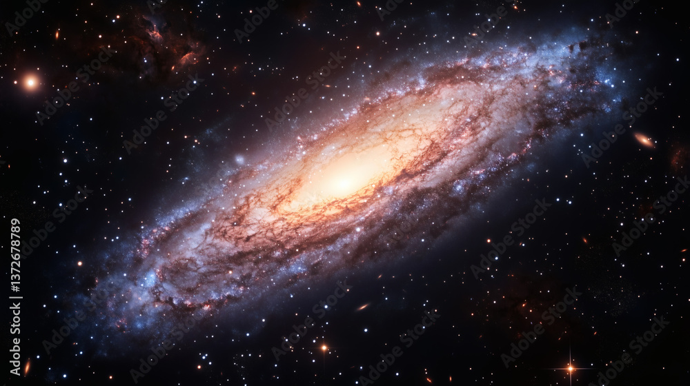 Fototapeta premium Galaxia espiral luminosa en el espacio profundo