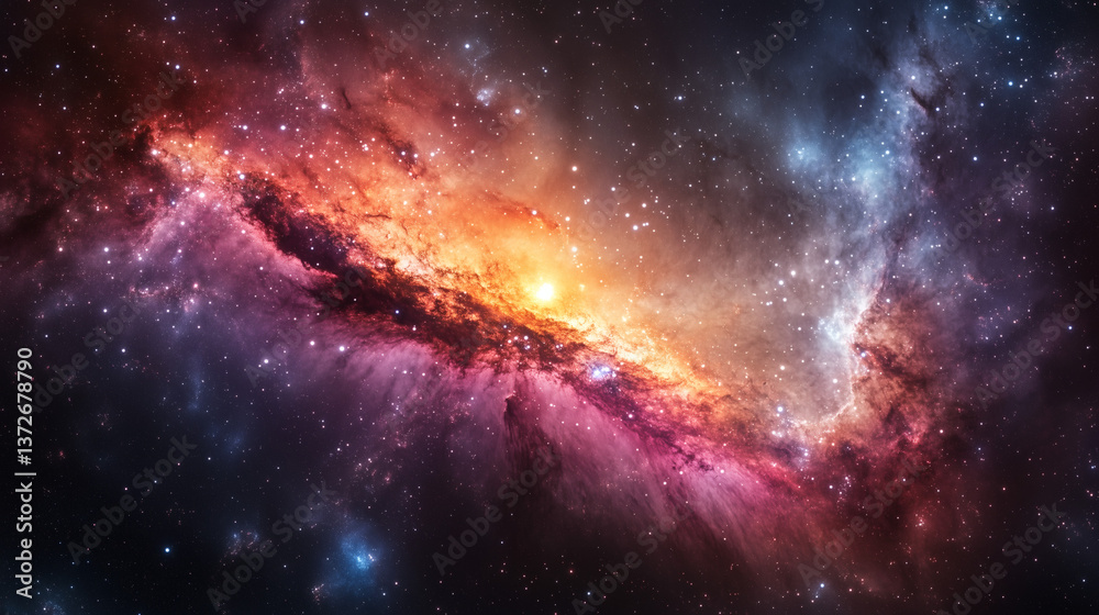 Obraz premium Nebulosa colorida en el espacio profundo con estrellas brillantes