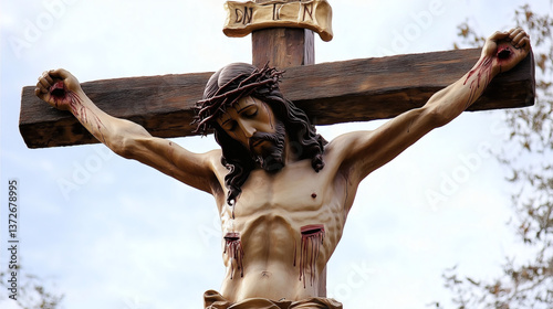 Escultura de Jesucristo crucificado 