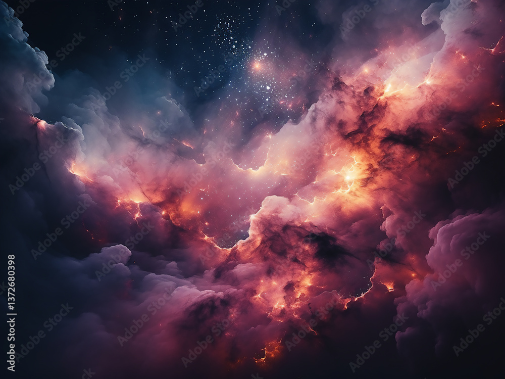 Obraz premium Interstellar cloud drifting molecule formation occurring stars condensing within cosmic laboratory