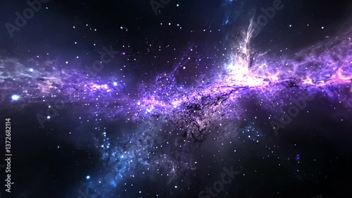 Wallpaper Mural A stunning view of a galaxy filled with swirling purple and blue nebulae against a starry backdrop. Torontodigital.ca