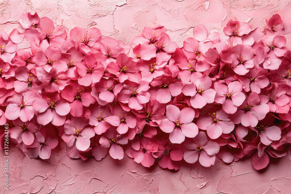 A lush display of pink flowers on a gentle pink background illustrating natural beauty and elegant simplicity A lush display of pink flowers on a gentle pink background illustrating natural beauty and elegant simplicity