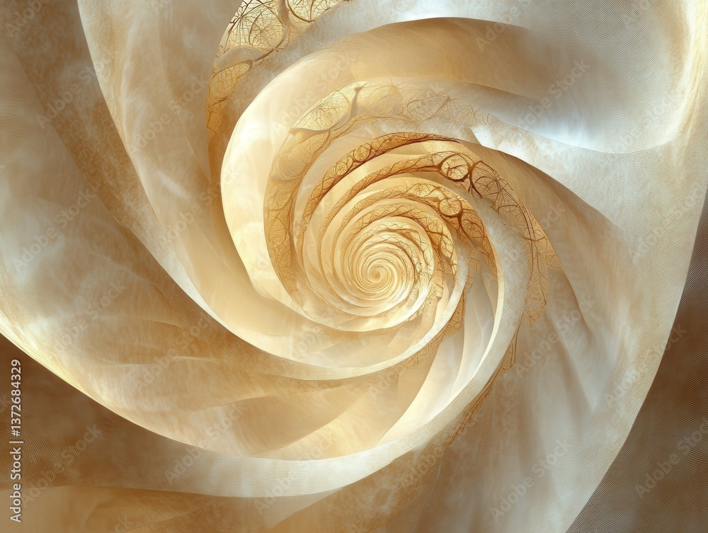 custom made wallpaper toronto digitalA sacred geometry spiral resembling the golden ratio in soft gold,