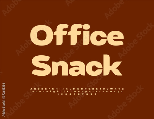 Vector Advertising sign Office Snack. Typography Urban style Font. Stylish Minimalistic Digital Letters and Numbers