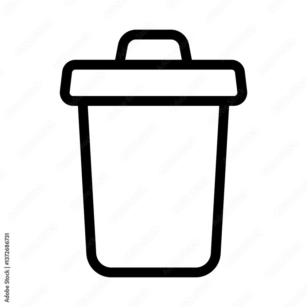 Illustration of a black trash can icon on a white background Illustration of a black trash can icon on a white background