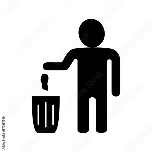 icon of people throwing rubbish, simple flat style, illustration, logo sign symbol pictogram template, for ui or ux isolated on white for mobile app, editable
