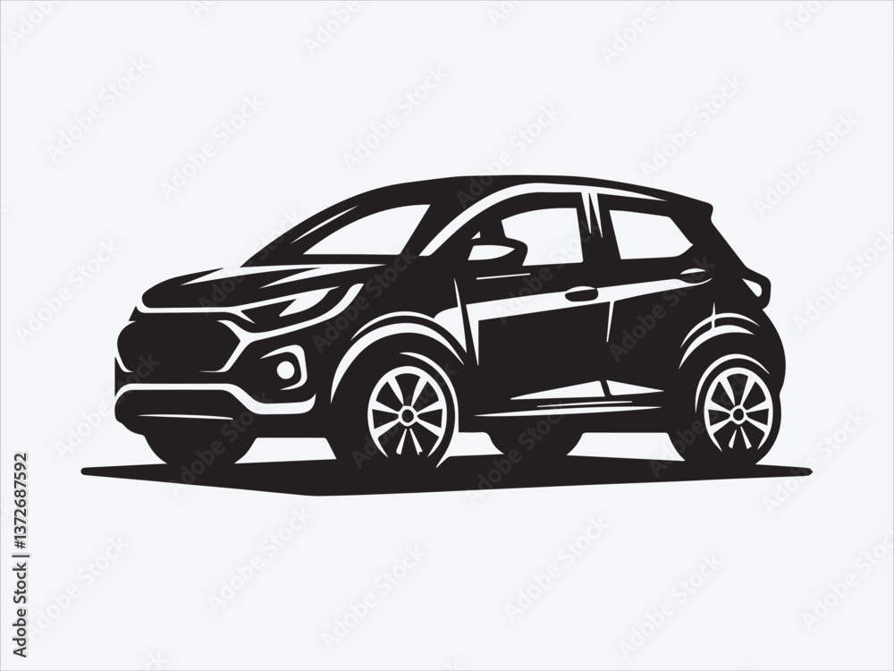 Fototapeta premium Compact Car Silhouette with Sleek and Modern Design for Urban Mobility