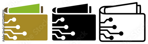 digital wallet icon, electronic wallet, simple flat style, illustration, logo sign symbol pictogram template, for ui or ux isolated on white for mobile app, editable