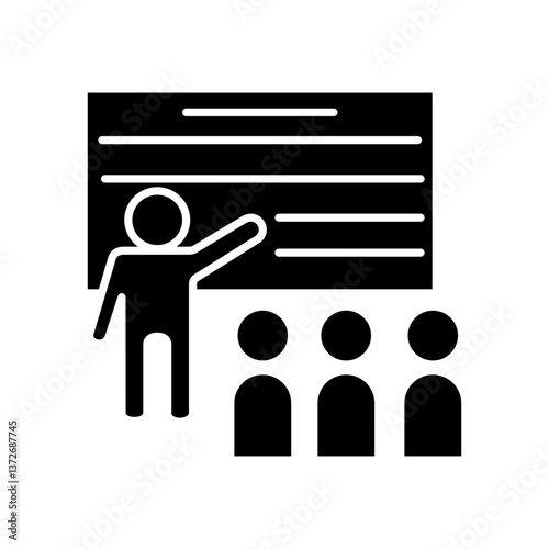 Training icon, workshop, learn, class, simple flat style, illustration, logo sign symbol pictogram template, for ui or ux isolated on white for mobile app, editable