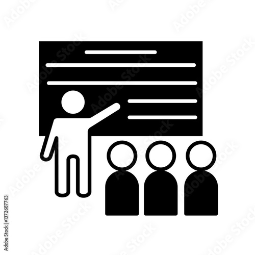 Training icon, workshop, learn, class, simple flat style, illustration, logo sign symbol pictogram template, for ui or ux isolated on white for mobile app, editable