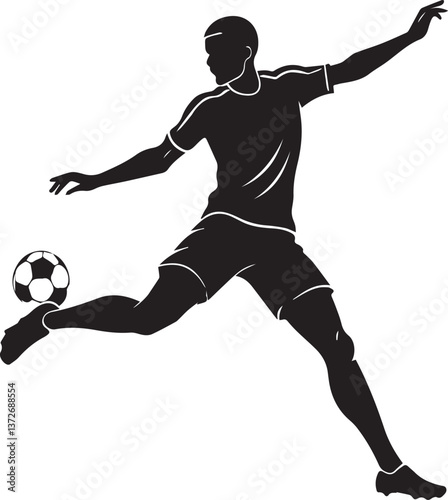 soccer player silhouette vector icon, soccer player vector isolated on white background full body