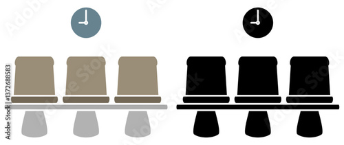 waiting chair icon, simple flat style, illustration, logo sign symbol pictogram template, for ui or ux isolated on white for mobile app, editable