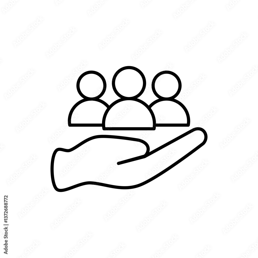 hand icon and group of people, simple flat style, pictogram logo sign symbol vector illustration, isolated on white for mobile app hand icon and group of people, simple flat style, pictogram logo sign symbol vector illustration, isolated on white for mobile app