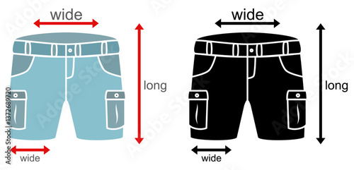 pants size icon, simple flat style, illustration, logo sign symbol pictogram template, for ui or ux isolated on white for mobile app, editable