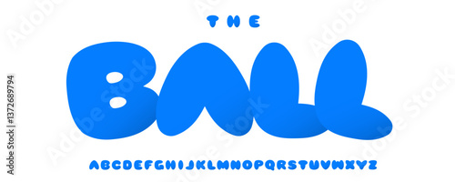 Playful rounded bubble font, bold blue soft inflatable letters, perfect for kids brand logo, toy packaging, fun poster, friendly tone, joyful mood, vibrant headline, modern cartoon. Vector typeset