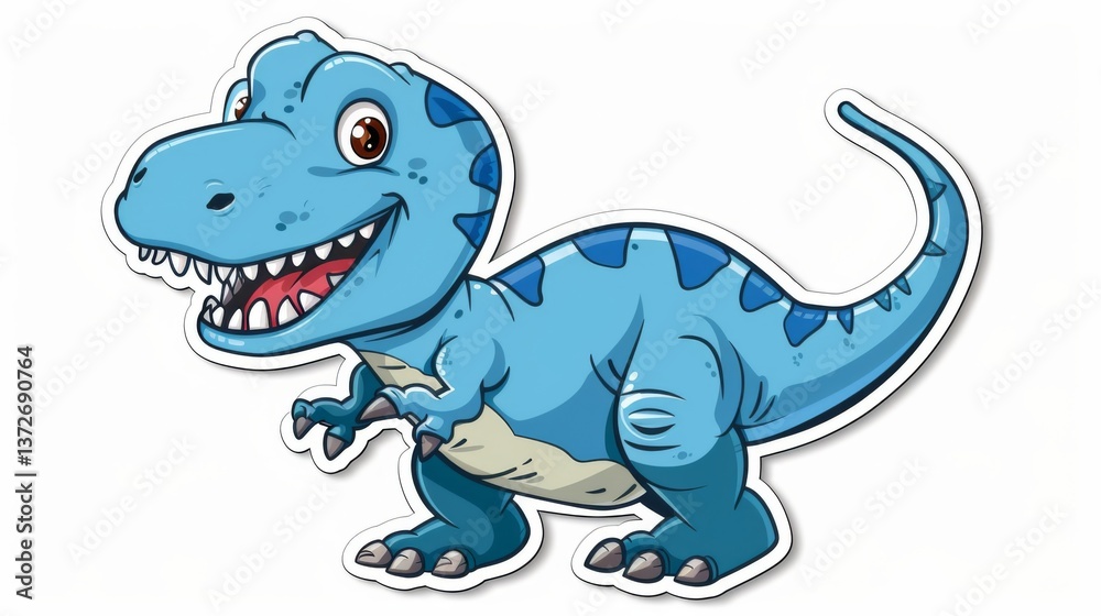 Blue cartoon dinosaur with sharp teeth and claws roaring in front of an abstract background. Blue cartoon dinosaur with sharp teeth and claws roaring in front of an abstract background.