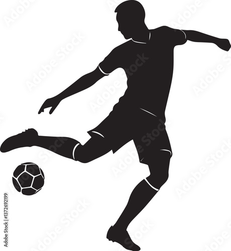 soccer player silhouette vector icon, soccer player vector isolated on white background full body