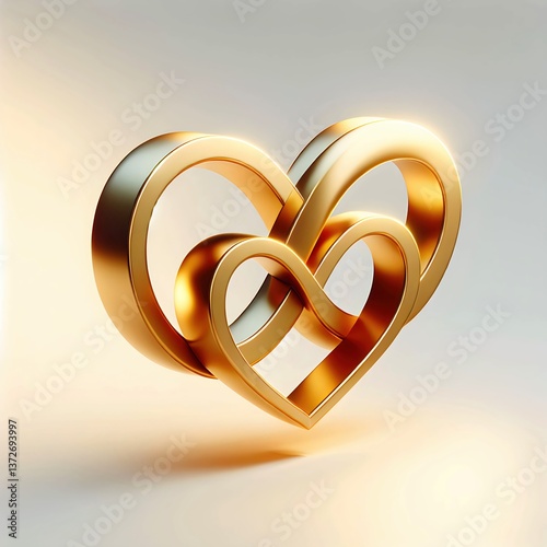A golden interlocking heart and infinity symbol are elegantly presented against a softly lit background, creating a sense of unity and love
