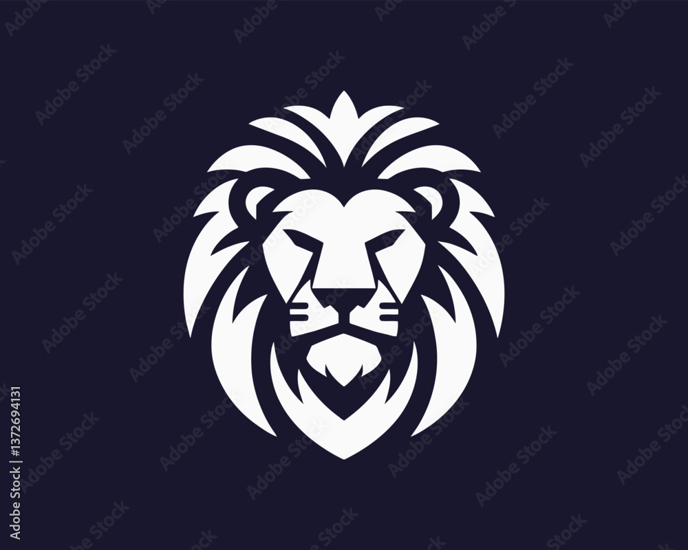 Fototapeta premium Lion head mascot icon vector illustration. black and white lion logo design template