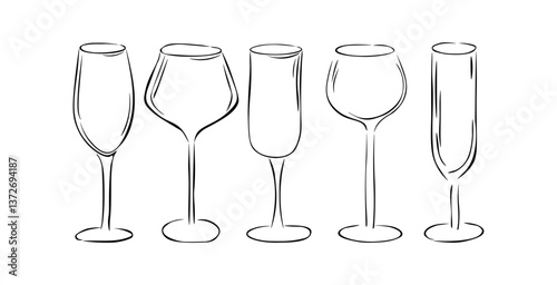 Set of wine and alcoholic beverages glasses