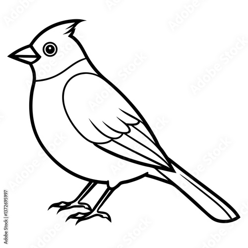 Minimal Cedar Waxwing Vector Illustration on White Background